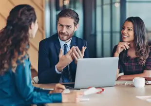 a lawyer working with his client